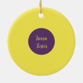 手書きエレガント名Indigo & Yellow Color セラミックオーナメント (裏面)