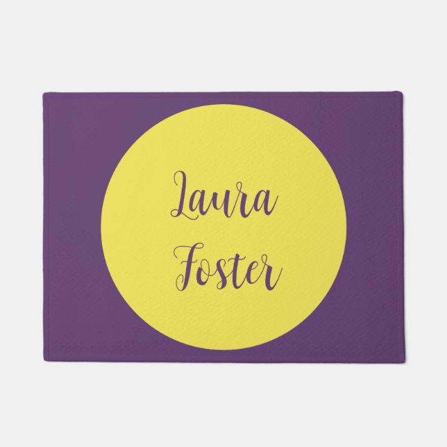 手書きエレガント名Indigo & Yellow Color ドアマット (正面)