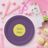 手書きエレガント名Indigo & Yellow Color ペーパープレート (パーティー)