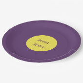 手書きエレガント名Indigo & Yellow Color ペーパープレート (アングル)