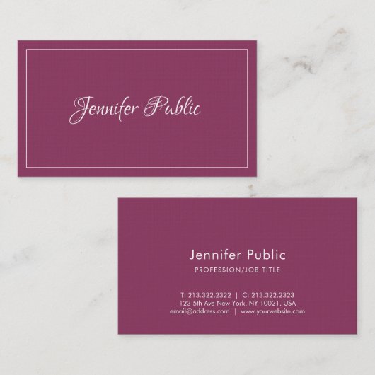 手書きエレガント文字シンプルプレインラモダンックス 名刺 (正面/裏面)