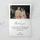 手書きエレガント結婚の2枚の写真 サンキューカード (内部)