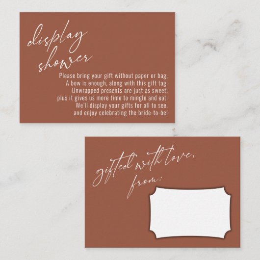 手書きエレガント表示シャワーテラコッタ エンクロージャーカード (正面/裏面)