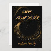 手書きエレガント金ゴールドと黒い新年 シーズンカード (正面/裏面)