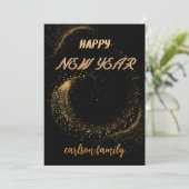 手書きエレガント金ゴールドと黒い新年 シーズンカード (スタンド正面)