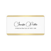 手書きエレガント金ゴールドの白テンプレートアドレス ラベル (正面)