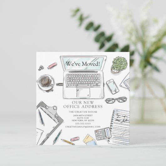 手書きオフィスの移動案内 案内状 (スタンド正面)