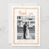 手書きオフランスのレン結婚ジの写真 サンキューカード (正面)