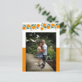 手書きオレンジの植物日付を保存 ポストカード (スタンド正面)