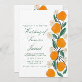 手書きオレンジ植物性抽象芸術結婚ズ (正面/裏面)