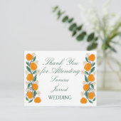 手書きオレンジ植物性抽象芸術結婚ズ ポストカード (スタンド正面)