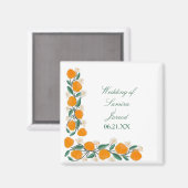 手書きオレンジ植物性抽象芸術結婚ズ マグネット (正面/裏面)