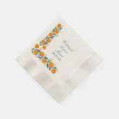 手書きオレンジ植物性抽象芸術結婚ズ 縁ありカクテルナプキン (角)