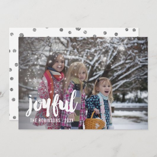 手書きオーバーレイ 雪 クリスマス 家族写真 (正面/裏面)