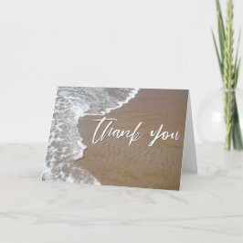 手書きカジュアルありがとう砂と海フォーム カード