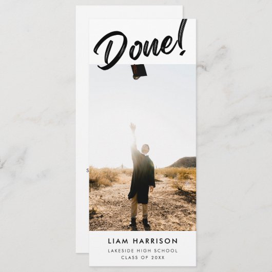 手書きカジュアルのはっきりした卒業の完了 招待状 (正面/裏面)