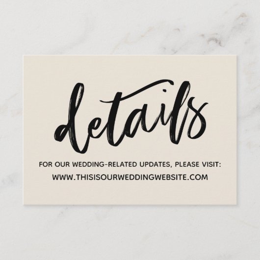 手書きカジュアルのシンプル結婚詳細クリーム エンクロージャーカード (正面)