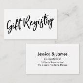 手書きカジュアルの白黒ギフトレジストリ エンクロージャーカード (正面/裏面)