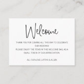 手書きカジュアルの結婚歓迎抱き枕バスケット プレイスカード (正面)