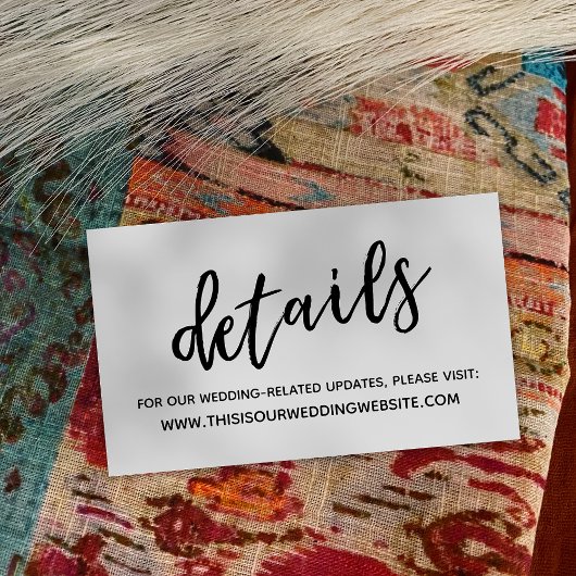 手書きカジュアルの結婚詳細エンクロージャカード 名刺