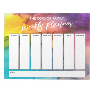 手書きカジュアルの週カラフル間プランナー ノートパッド