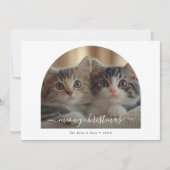 手書きカジュアルアーチ写真Meowyクリスマス シーズンカード (正面)