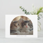 手書きカジュアルアーチ写真Meowyクリスマス シーズンカード (スタンド正面)