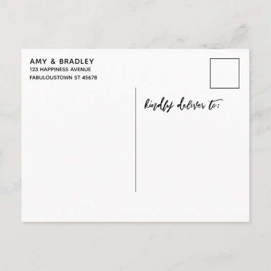 手書きカジュアルクリーム結婚式の日付を保存 案内ポストカード (裏面)