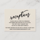 手書きカジュアルクリーム結婚披露宴 エンクロージャーカード (正面)