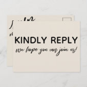 手書きカジュアルクリームRSVP曲要求 ポストカード (正面/裏面)