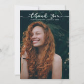 手書きカジュアルスクリプトの大学院写真ありがとう サンキューカード (正面)