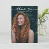 手書きカジュアルスクリプトの大学院写真ありがとう サンキューカード (スタンド正面)