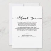 手書きカジュアルスクリプトの大学院写真ありがとう サンキューカード (裏面)