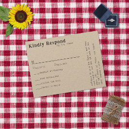 手書きカジュアルタイポグラフィクラフトメニューRSVPカード 出欠カード