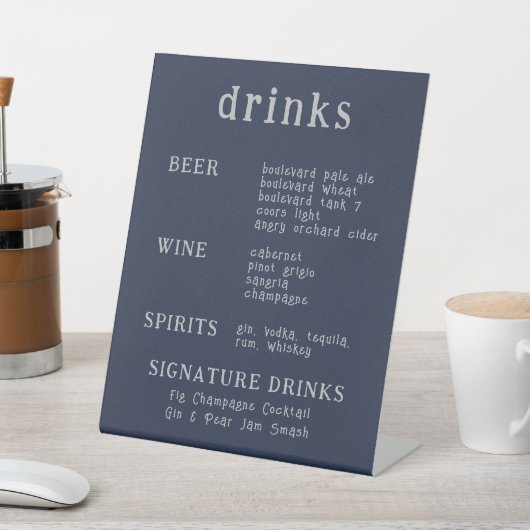 手書きカジュアルタイポグラフィシルバー&ネイビー 台座サイン (インサイチュ)