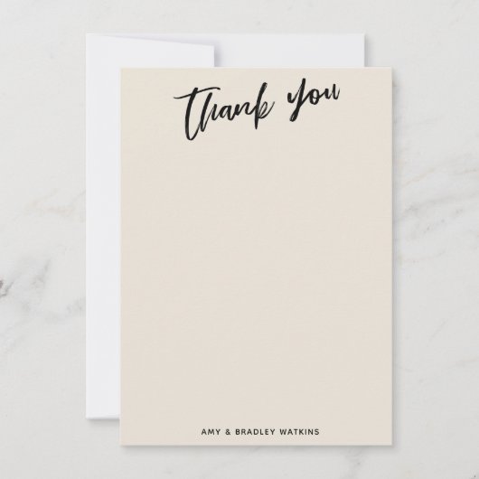 手書きカジュアルタイポグラフィシンプルクリーム サンキューカード (正面)