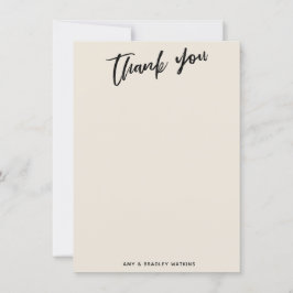 手書きカジュアルタイポグラフィシンプルクリーム サンキューカード
