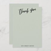 手書きカジュアルタイポグラフィシンプルセージ緑 サンキューカード (正面/裏面)