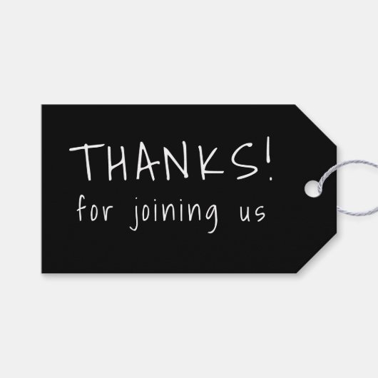 手書きカジュアルタイポグラフィホワイト&ブラック ギフトタグ (正面(横))