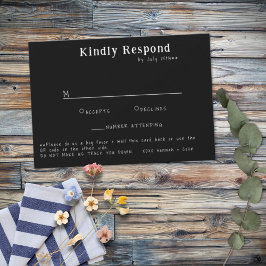 手書きカジュアルタイポグラフィホワイト&ブラック 出欠カード