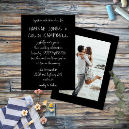 手書きカジュアルタイポグラフィホワイト&ブラック 招待状