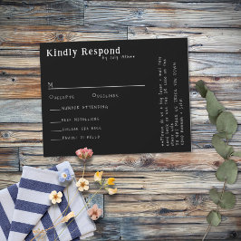 手書きカジュアルタイポグラフィB&WメニューRSVPカード 出欠カード