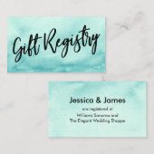 手書きカジュアルティール（緑がかった色）水彩景品名簿 エンクロージャーカード (正面/裏面)