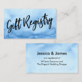 手書きカジュアルブルーウォーター色ギフトレジストリ エンクロージャーカード (正面/裏面)