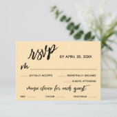 手書きカジュアルメニュー選択淡い色のPeach RSVP (スタンド正面)