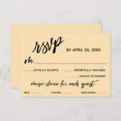 手書きカジュアルメニュー選択淡い色のPeach RSVP (正面/裏面)