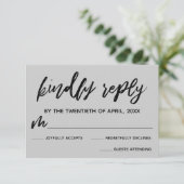 手書きカジュアルライトグレー結婚式RSVPカード 出欠カード (スタンド正面)