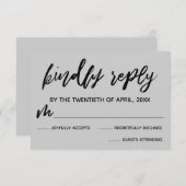 手書きカジュアルライトグレー結婚式RSVPカード 出欠カード (正面/裏面)