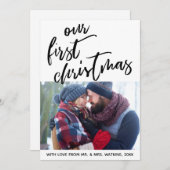 手書きカジュアル初めてのクリスマス、写真 シーズンカード (正面/裏面)