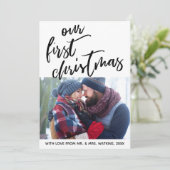 手書きカジュアル初めてのクリスマス、写真 シーズンカード (スタンド正面)